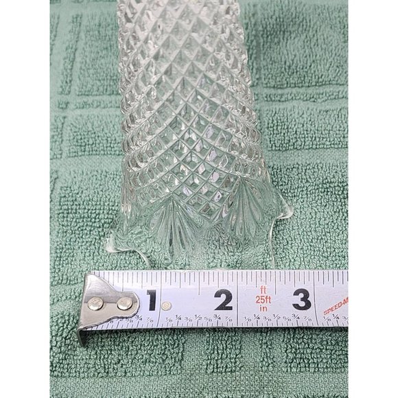 Vintage Bud‎ Vase Flower Diamond Cut Design Clear Glass - Picture 7 of 9